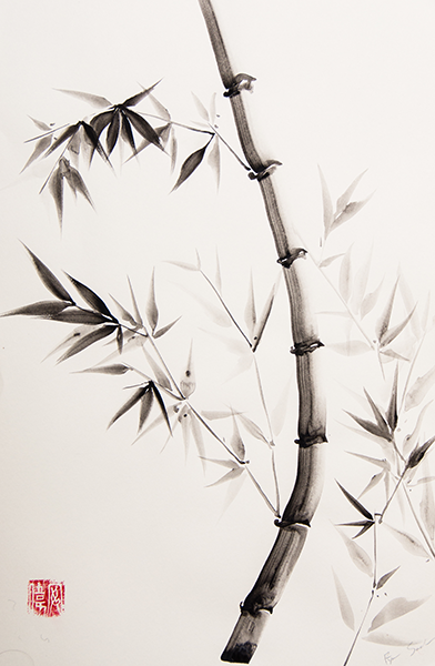 Traditional ink painting of bamboo.